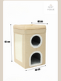 3-Layer Cat House & Condo Bed with Scratch Pad, Hideaway Cube, Large Indoor Bed for Multiple Cats (62x40x40 cm)
