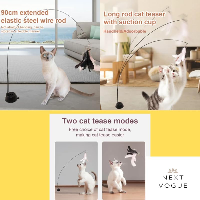 L-Shaped Cat Scratcher with Ball Toy & Catnip, 23.6" Scratching Post + Teaser Wand