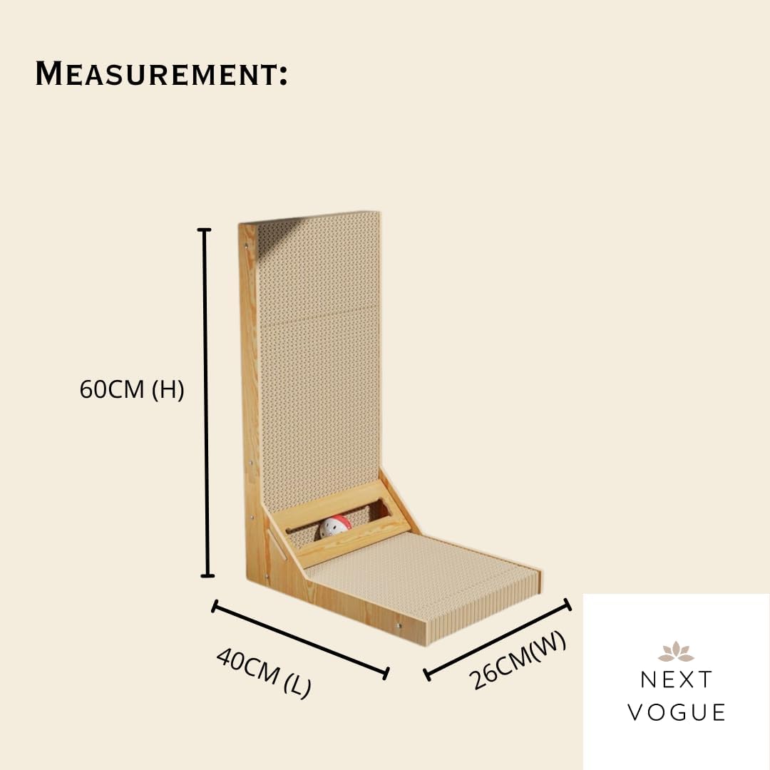 L-Shaped Cat Scratcher with Ball Toy & Catnip, 23.6" Scratching Post + Teaser Wand