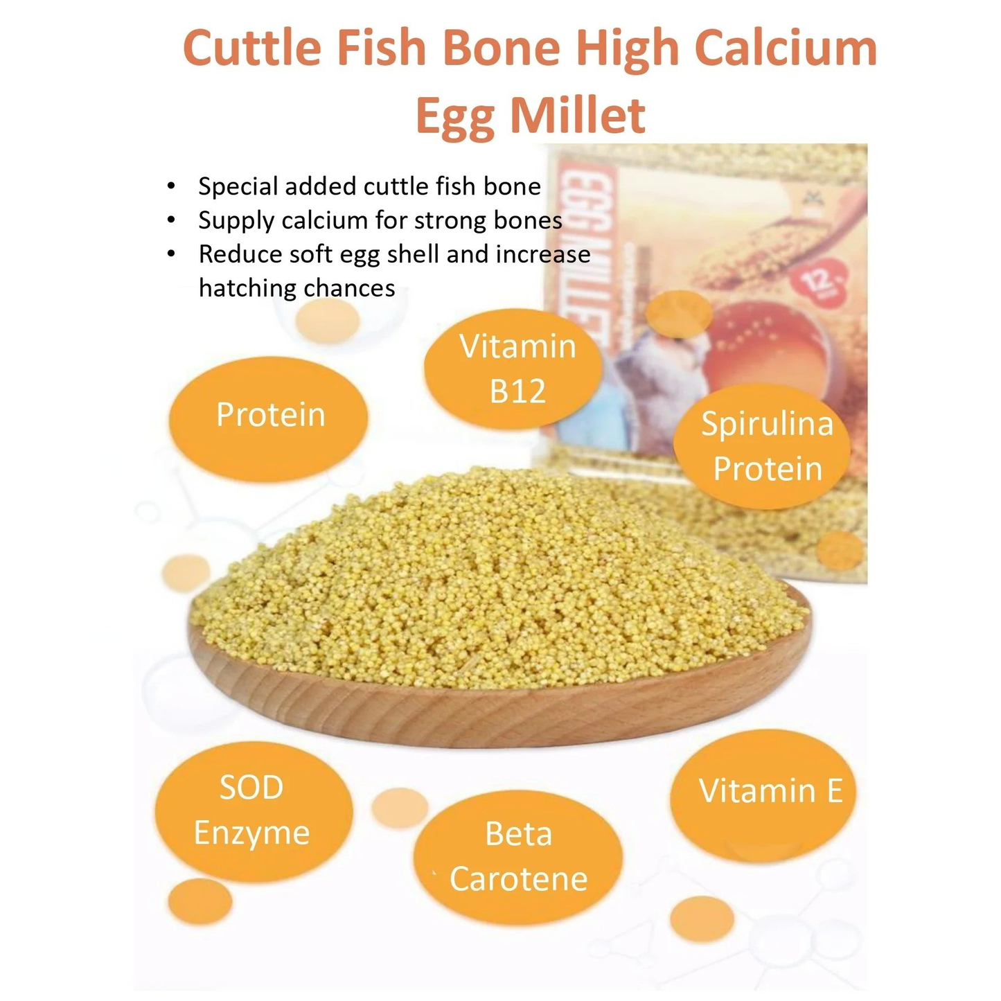 Jonsanty High Calcium Egg Millet Fruits Vegetables Cuttlefish Bone Parrot Lovebird Cockatiel Budgie Bird Food