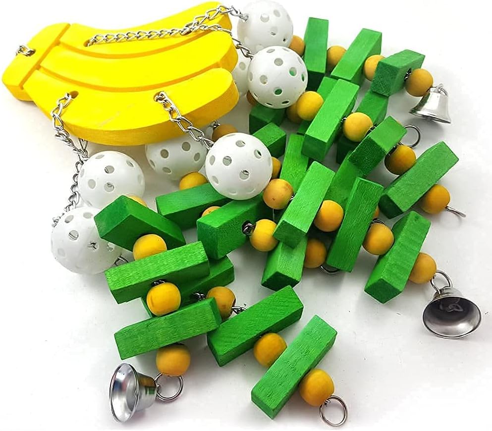 Bird Toys - Parrot Chew Toys with Natural Wood, Suitable for Macaws, Cockatoos, African Greys, Love Birds & More