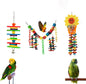 Set of 3 Natural Wood Parrot Toys - Ideal for Small & Medium Parrots. Safe & Durable Chew Toys Promote Mental Stimulation & Beak Health. Handcrafted Bird Toys for Enriching Playtime