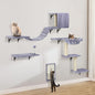 5-Pcs Wall-Mounted Cat Furniture Set with Shelves, Perches, Ladder, Condo & Scratching Board