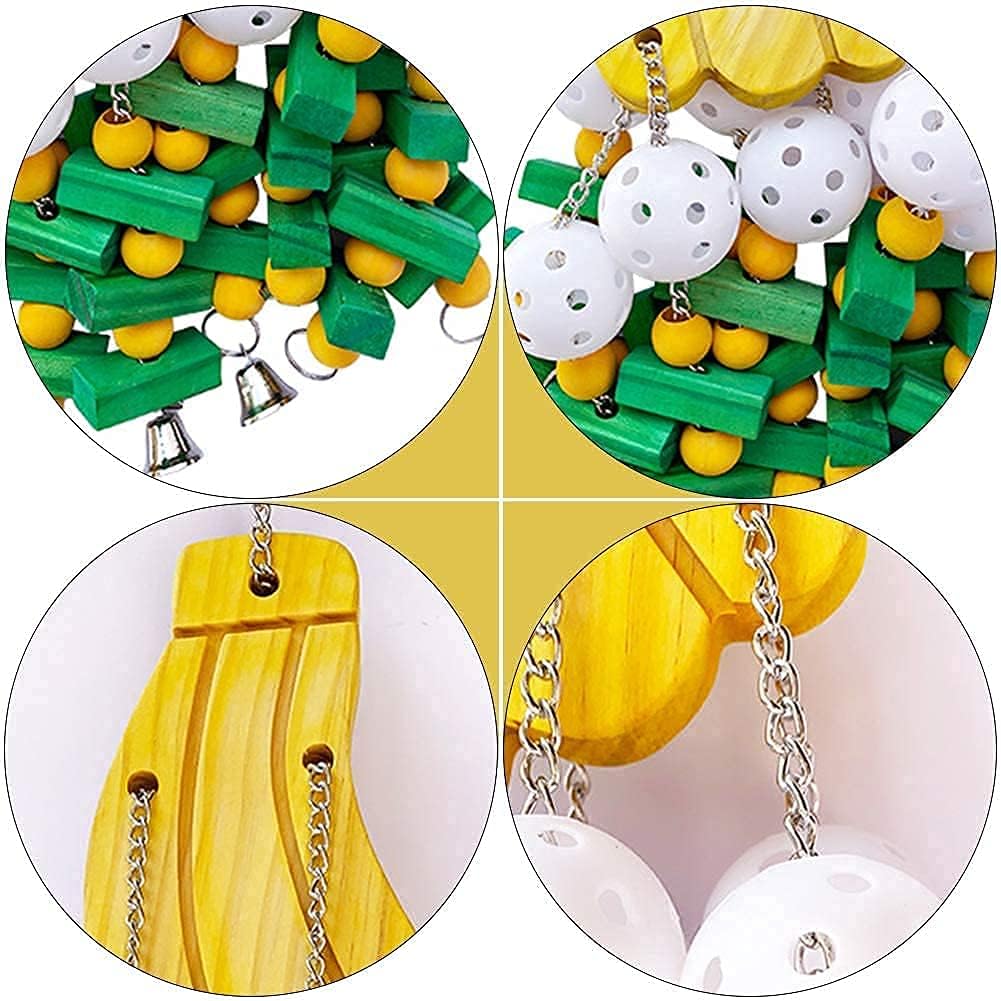 Bird Toys - Parrot Chew Toys with Natural Wood, Suitable for Macaws, Cockatoos, African Greys, Love Birds & More