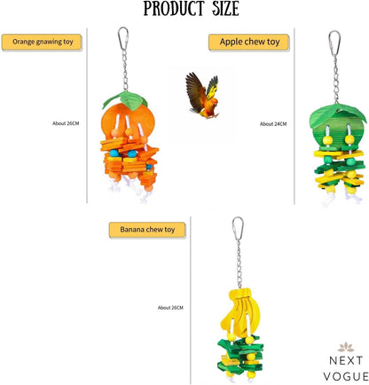 Natural Wood Parrot Toys Set of 6 Pieces for Small to Medium Parrots, Safe and Durable Bird Chew Toys, Fun and Colorful Hanging Accessories for Cage, Non-Toxic and Eco-Friendly Avian Toys