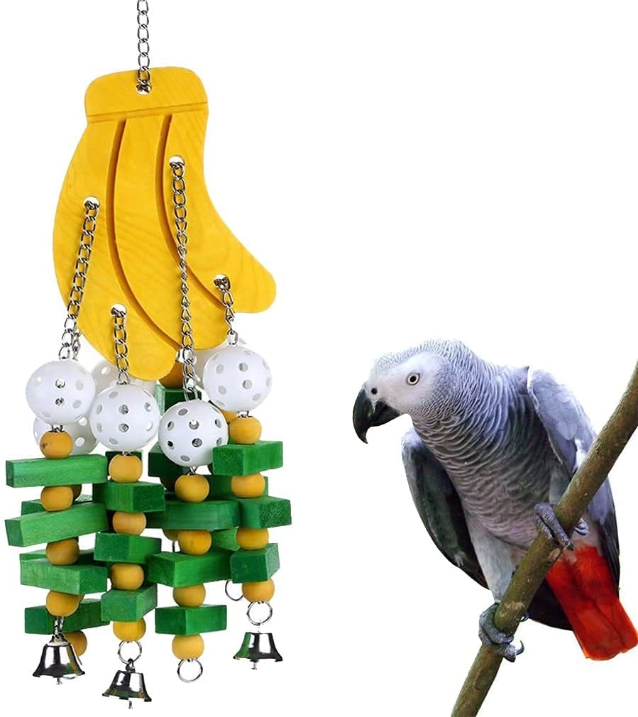 Bird Toys - Parrot Chew Toys with Natural Wood, Suitable for Macaws, Cockatoos, African Greys, Love Birds & More