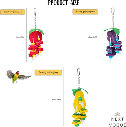 Natural Wood Parrot Toys Set of 6 Pieces for Small to Medium Parrots, Safe and Durable Bird Chew Toys, Fun and Colorful Hanging Accessories for Cage, Non-Toxic and Eco-Friendly Avian Toys