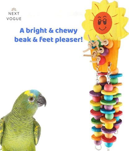 Set of 3 Natural Wood Parrot Toys - Ideal for Small & Medium Parrots. Safe & Durable Chew Toys Promote Mental Stimulation & Beak Health. Handcrafted Bird Toys for Enriching Playtime