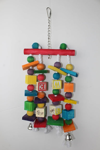 Set of 3 Natural Wood Parrot Toys for Small, Medium & Some Large Parrots - Safe & Durable Bird Chew Toys