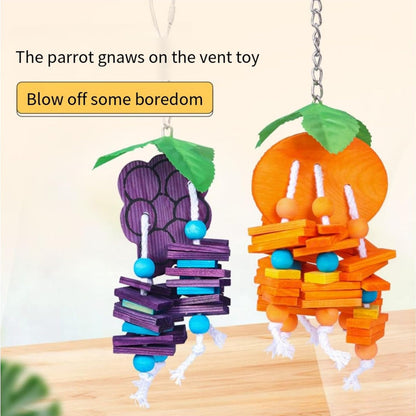 Natural Wood Parrot Toys Set of 6 Pieces for Small to Medium Parrots, Safe and Durable Bird Chew Toys, Fun and Colorful Hanging Accessories for Cage, Non-Toxic and Eco-Friendly Avian Toys