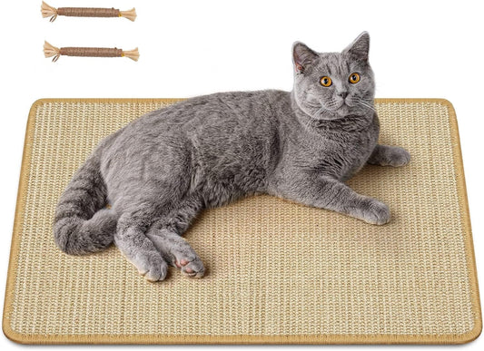 Sisal Cat Scratch Pad 23.6" × 15.7" – Stick-On Scratching Mat with Adhesive, Floor & Couch Furniture Protector