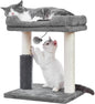 4 in 1 Cat Tree with Cat Bed, Self Groomer, Wide Perch, Natural Scratching Post and Danging Ball for Indoor Cats