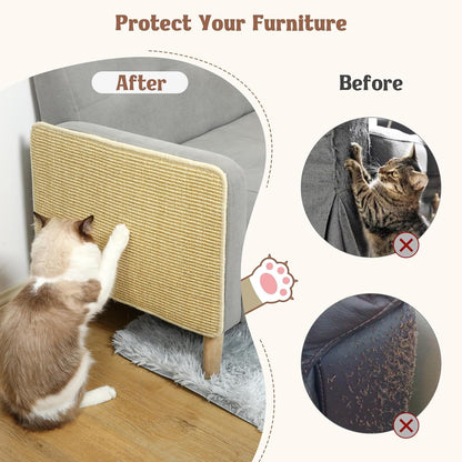 Sisal Cat Scratch Pad 23.6" × 15.7" – Stick-On Scratching Mat with Adhesive, Floor & Couch Furniture Protector