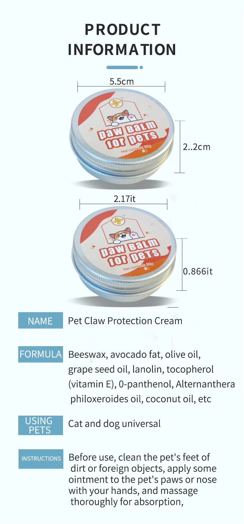 30g Lick-Safe Paw & Nose Balm for Dogs & Cats – Natural Healing for Dry, Cracked Skin