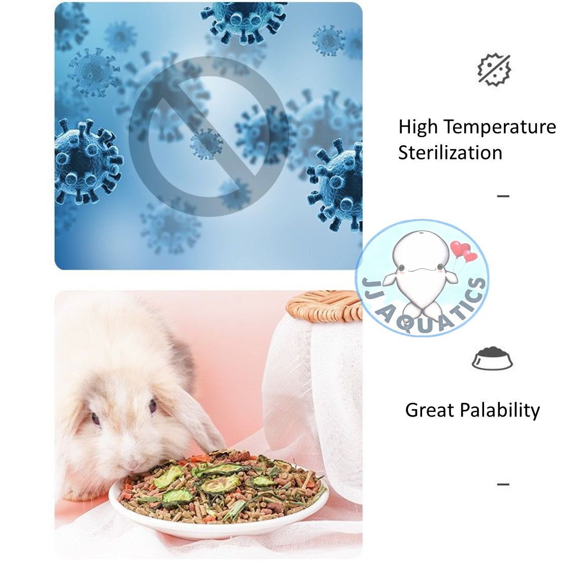 Jonsanty 2.5kg Premium Pasture Fiber Rabbit Food Contain Alfalfa Timothy Added Probiotics Anti Coccidiosis Element
