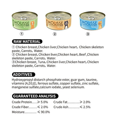 Mousse Cat Wet Food 85g – Chicken, Beef & Tuna, Balanced Nutrition for All Cats