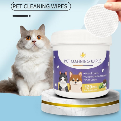 120pcs Dog & Cat Cleaning Wipes, Eye & Ear Wipes to Remove Tear, Mucus & Saliva Stains