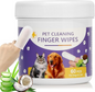 Pet Finger Cleaning Wipes with Coconut Scent, 60pcs – Dog Ear & Cat Eye Wipes for Tear Stains, Wax, Mucus & Odor