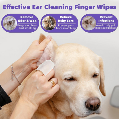 Pet Finger Cleaning Wipes with Coconut Scent, 60pcs – Dog Ear & Cat Eye Wipes for Tear Stains, Wax, Mucus & Odor