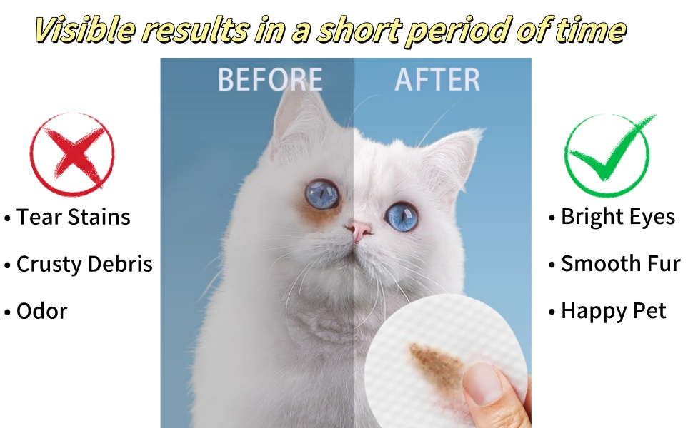 120pcs Dog & Cat Cleaning Wipes, Eye & Ear Wipes to Remove Tear, Mucus & Saliva Stains