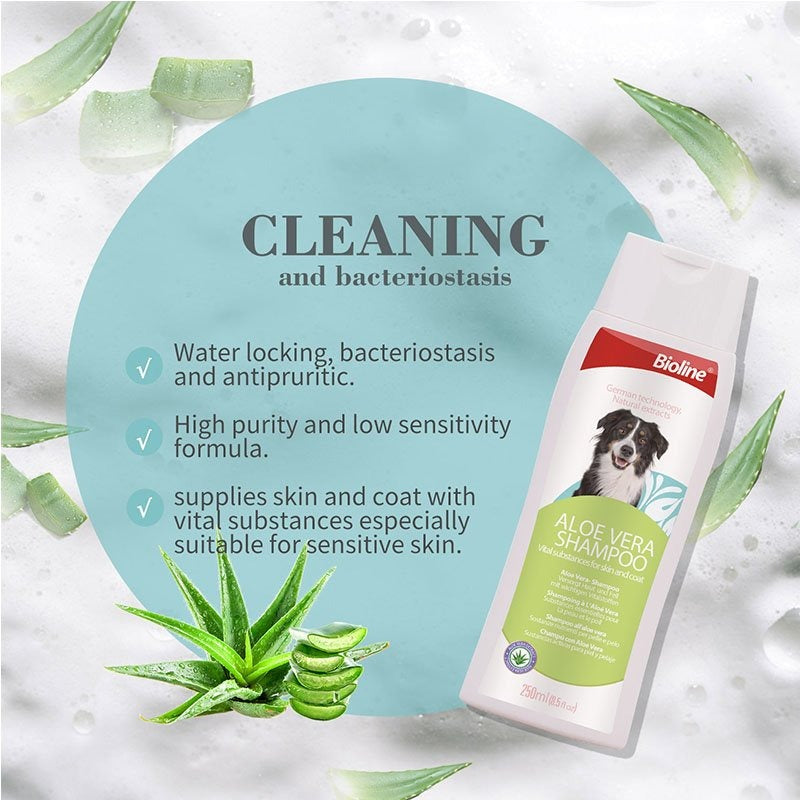 Bioline Aloe Vera Shampoo 250ml For Dogs, Whitegreen