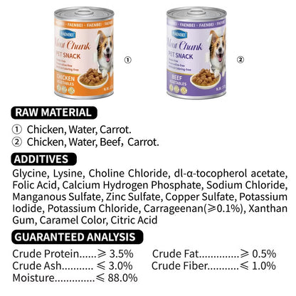 Meat Chunk Pet Snack Can 375g High Nutrition Pet Treat Nutritious Dog(chicken, beef)