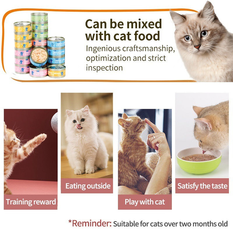 Cat Wet Food Can 170g Kitty Food Can Pure Natural Organic Wet Canned Food Cat Treats Pet Snacks