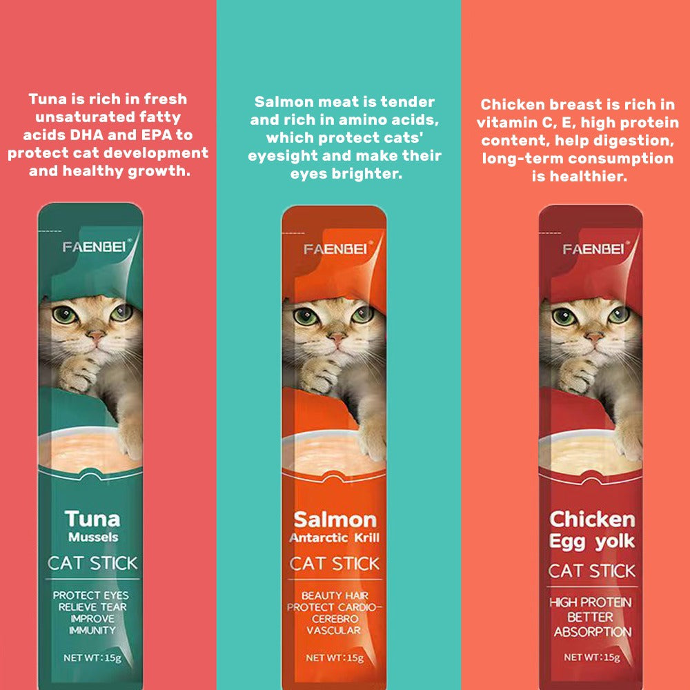 60pcs Cat Treat Sticks Wet Food – High Protein Natural Ingredients for Healthy Cats