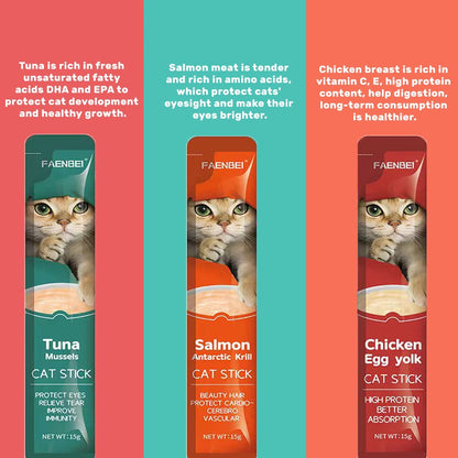 60pcs Cat Treat Sticks Wet Food – High Protein Natural Ingredients for Healthy Cats