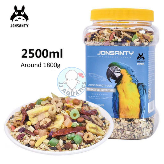 Jonsanty 2.5L Premium Big Parrot Food: Macaw, Cockatoo, Eclectus, Grey Parrot Blend
