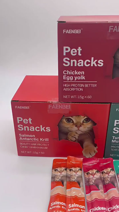 60pcs Cat Treat Sticks Wet Food – High Protein Natural Ingredients for Healthy Cats